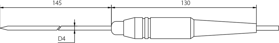 Diagrama de la sonda de varilla con mango de silicona, -50 ° C a 150 ° C