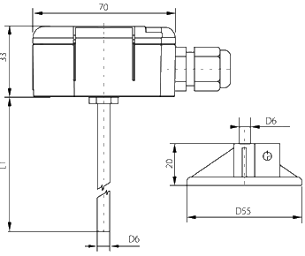 Temperaturfühler mit Display und Kolben