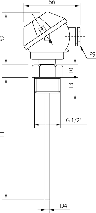 Schnell ansprechender Temperaturfühler - Metallanschlusskopf