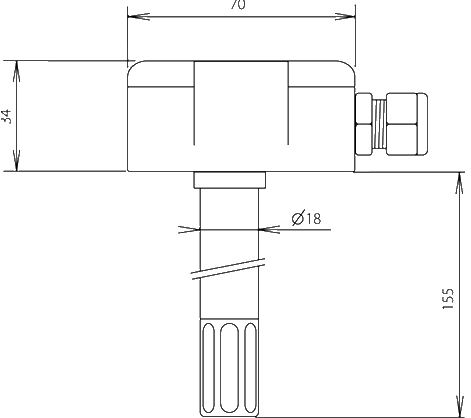 Temperature and humidity probe for ventilation duct