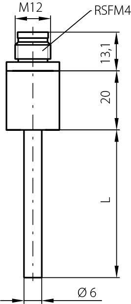 Probe with M12 lumber connector, 6mm, -50 to 150 ° C