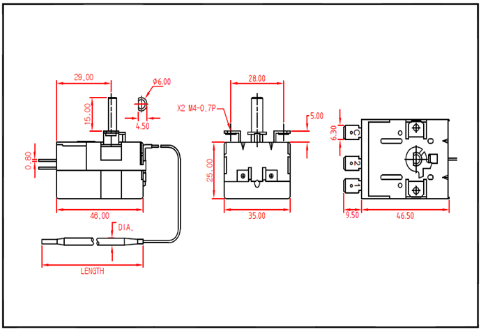 Schéma thermostat capillaire à bulbe